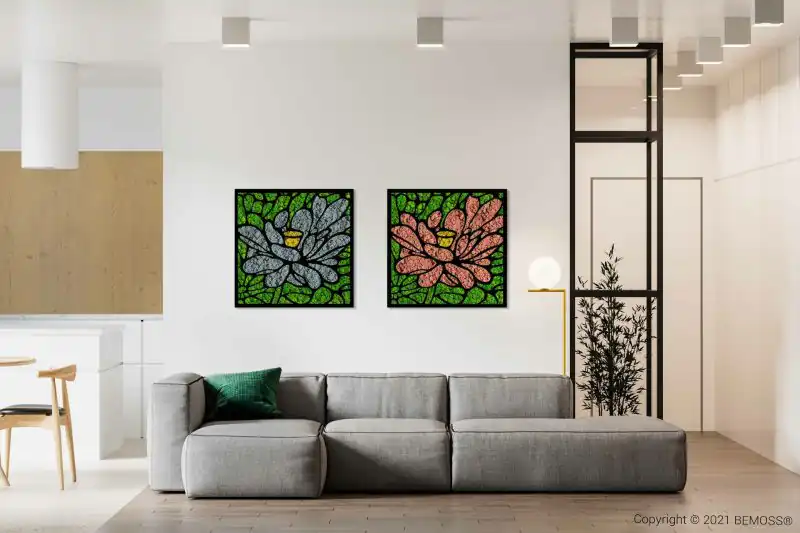Moosbild Blumenset (76x76cm)